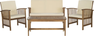 Safavieh Rocklin 4 Pc Outdoor Set Teak Look/Beige Furniture main image