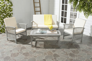 Safavieh Rocklin 4 Pc Outdoor Set Grey Wash/Beige Furniture 