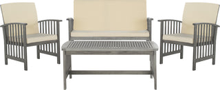 Safavieh Rocklin 4 Pc Outdoor Set Grey Wash/Beige Furniture main image