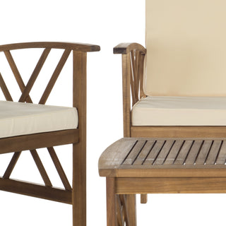 Safavieh Fontana 4 Pc Outdoor Set Teak Look/Beige Furniture 