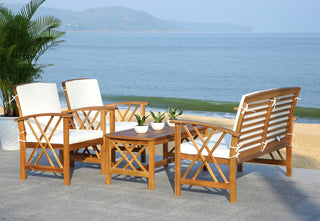 Safavieh Fontana 4 Pc Outdoor Set Teak Look/Beige Furniture  Feature