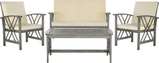 Safavieh Fontana 4 Pc Outdoor Set Grey Wash/Beige Furniture main image