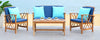 Safavieh Fontana 4 Pc Outdoor Set Teak Look/Navy Furniture 