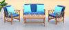 Safavieh Fontana 4 Pc Outdoor Set Teak Look/Navy Furniture 