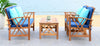 Safavieh Fontana 4 Pc Outdoor Set Teak Look/Navy Furniture 