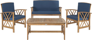 Safavieh Fontana 4 Pc Outdoor Set Teak Look/Navy Furniture main image