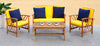 Safavieh Fontana 4 Pc Outdoor Set Teak Look/Yellow Furniture 