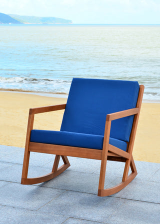 Safavieh Vernon Rocking Chair Teak Brown/Navy Furniture 