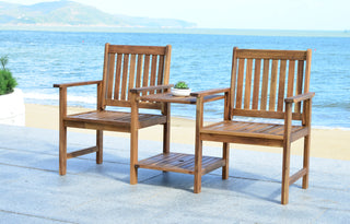 Safavieh Brea Twin Seat Bench Teak Brown Furniture  Feature