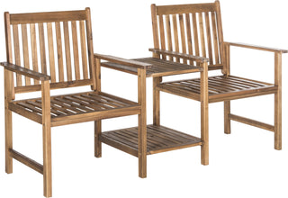 Safavieh Brea Twin Seat Bench Teak Brown Furniture 