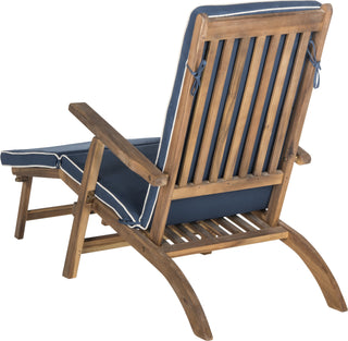 Safavieh Palmdale Lounge Chair Teak Brown/Navy Furniture 