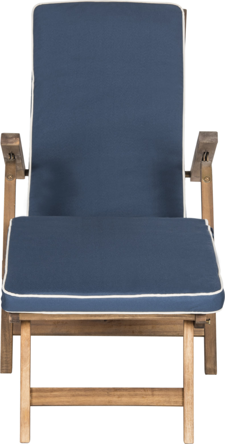 Safavieh Palmdale Lounge Chair Teak Brown/Navy Furniture main image