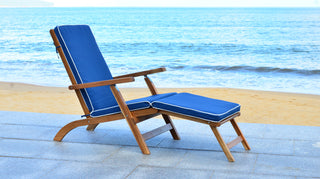 Safavieh Palmdale Lounge Chair Teak Brown/Navy Furniture  Feature