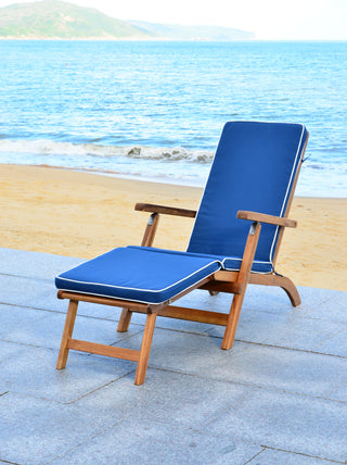 Safavieh Palmdale Lounge Chair Teak Brown/Navy Furniture 