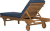 Safavieh Newport Chaise Lounge Chair With Side Table Teak Brown/Navy Furniture 