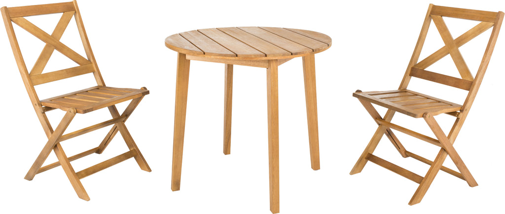 Safavieh Bruna 3 Piece Bistro Set Teak Furniture main image