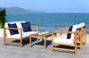 Safavieh Montez 4 Pc Outdoor Set With Accent Pillows Teak/White/Navy  Feature