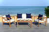 Safavieh Nunzio 4 Pc Outdoor Set With Accent Pillows Teak/White/Navy Furniture 