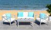 Safavieh Nunzio 4 Pc Outdoor Set With Accent Pillows Grey Wash/White/Light Blue Furniture 