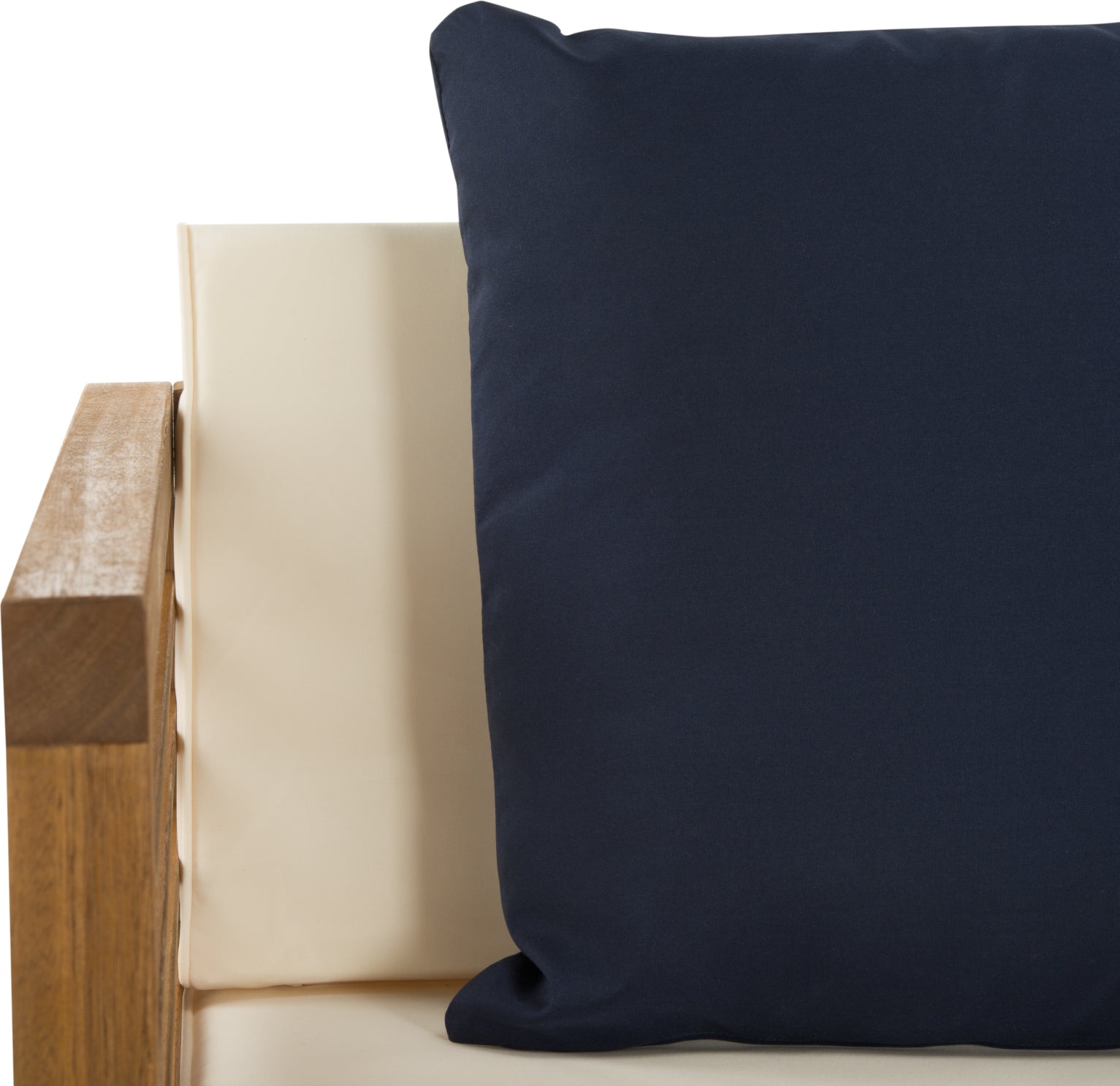 Safavieh Alda 4 Pc Outdoor Set With Accent Pillows Teak/White/Navy Furniture main image