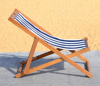 Safavieh Loren Foldable Sling Chair Teak/Navy/White Furniture 