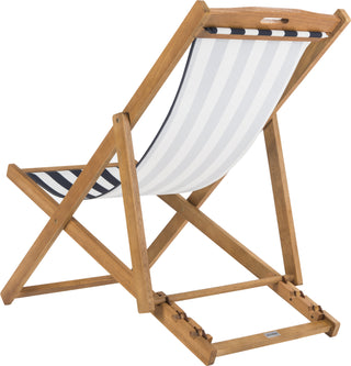 Safavieh Loren Foldable Sling Chair Teak/Navy/White Furniture 