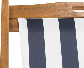 Safavieh Loren Foldable Sling Chair Teak/Navy/White Furniture 