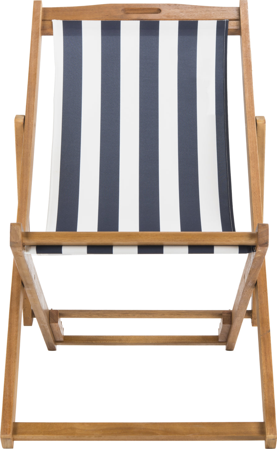 Safavieh Loren Foldable Sling Chair Teak/Navy/White Furniture main image