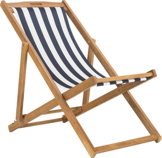 Safavieh Loren Foldable Sling Chair Teak/Navy/White Furniture 