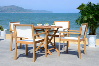 Safavieh Chante Dia Round Table 5 Piece Dining Set Teak  Feature