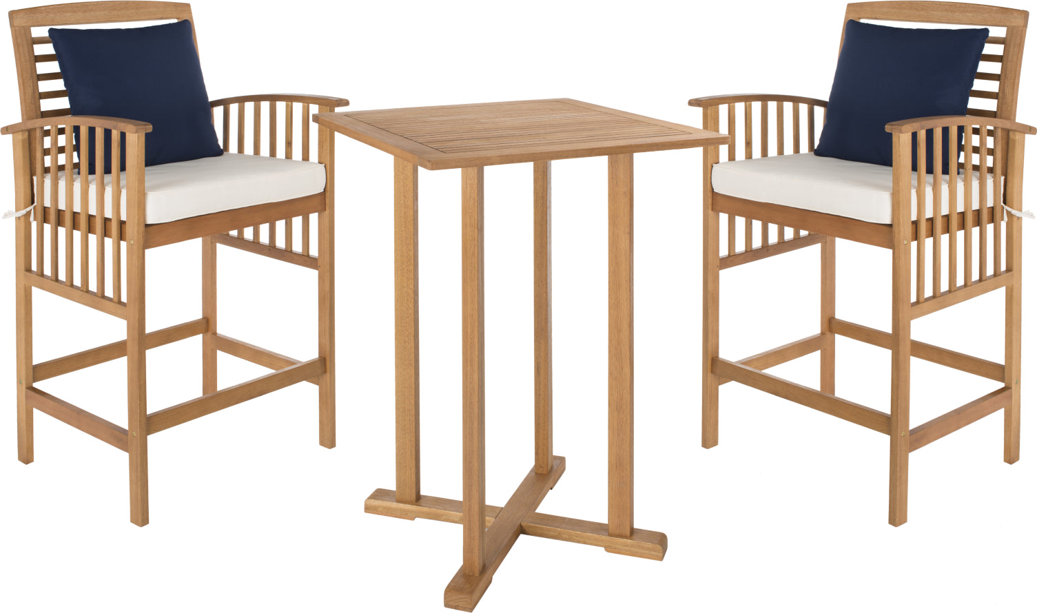 Safavieh Pate 3 Pc Bar 398-Inch H Table Bistro Set Teak/White Furniture main image