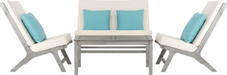 Safavieh Chaston 4 Pc Outdoor Living Set With Accent Pillows Grey Wash/White/Light Blue Furniture main image