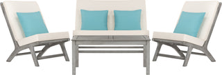 Safavieh Chaston 4 Pc Outdoor Living Set With Accent Pillows Grey Wash/White/Light Blue Furniture 