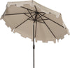 Safavieh Zimmerman 9 Ft Crank Market Push Button Tilt Umbrella With Flap UV Resistant Beige Furniture  Feature