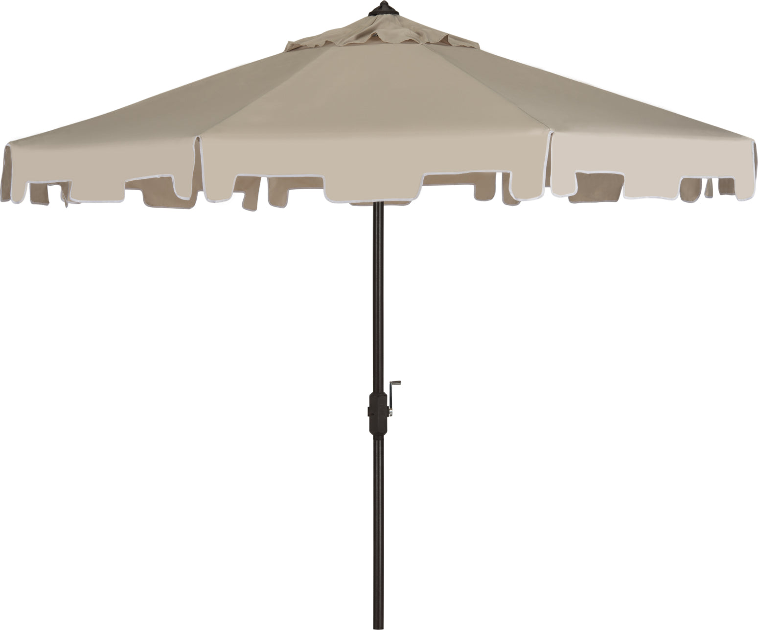 Safavieh Zimmerman 9 Ft Crank Market Push Button Tilt Umbrella With Flap UV Resistant Beige Furniture main image