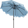 Safavieh Zimmerman 9 Ft Crank Market Push Button Tilt Umbrella With Flap UV Resistant Blue Furniture 
