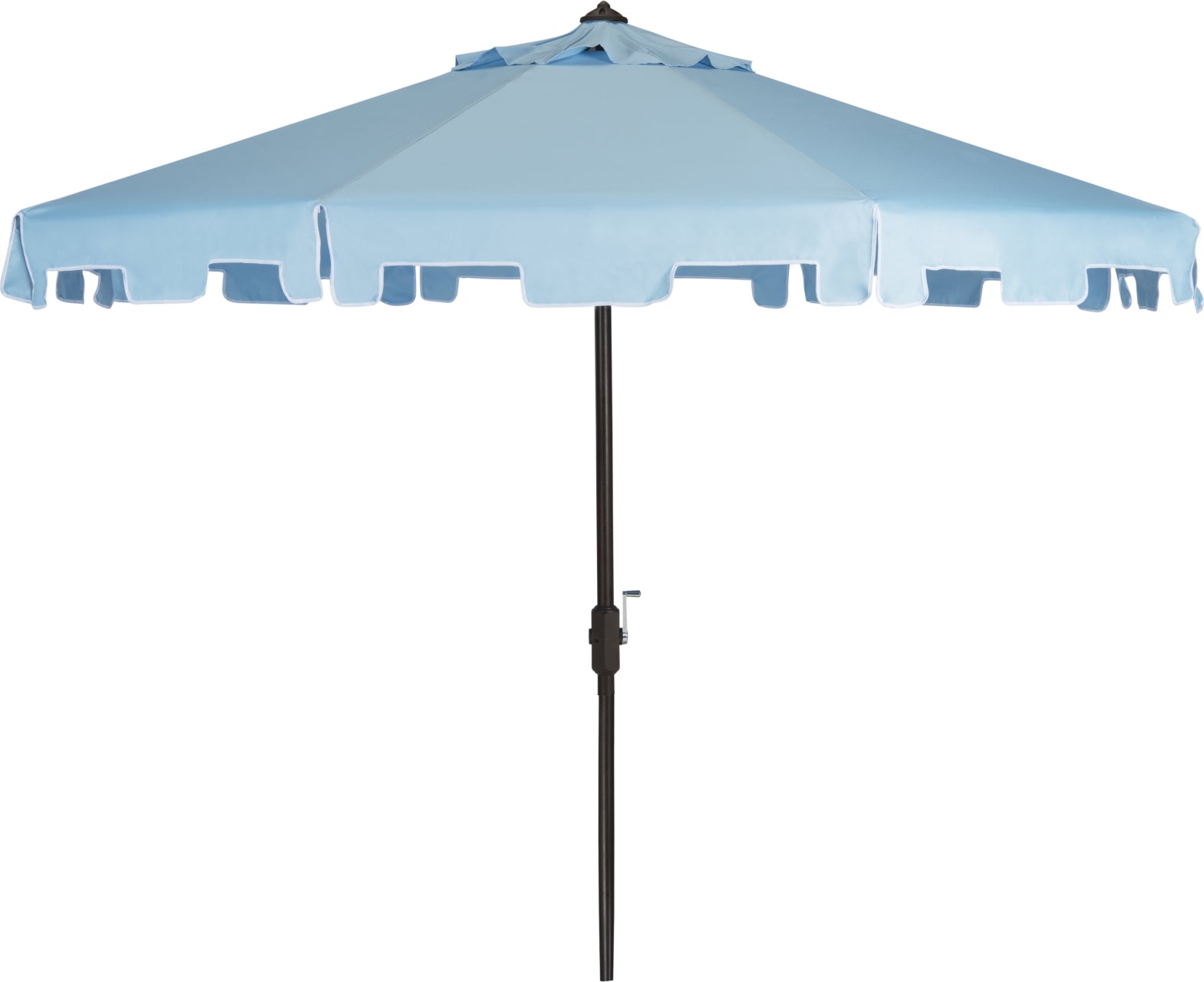 Safavieh Zimmerman 9 Ft Crank Market Push Button Tilt Umbrella With Flap UV Resistant Blue Furniture main image