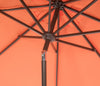 Safavieh Zimmerman 9 Ft Crank Market Push Button Tilt Umbrella With Flap UV Resistant Orange/White Furniture 