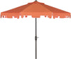 Safavieh Zimmerman 9 Ft Crank Market Push Button Tilt Umbrella With Flap UV Resistant Orange/White Furniture main image