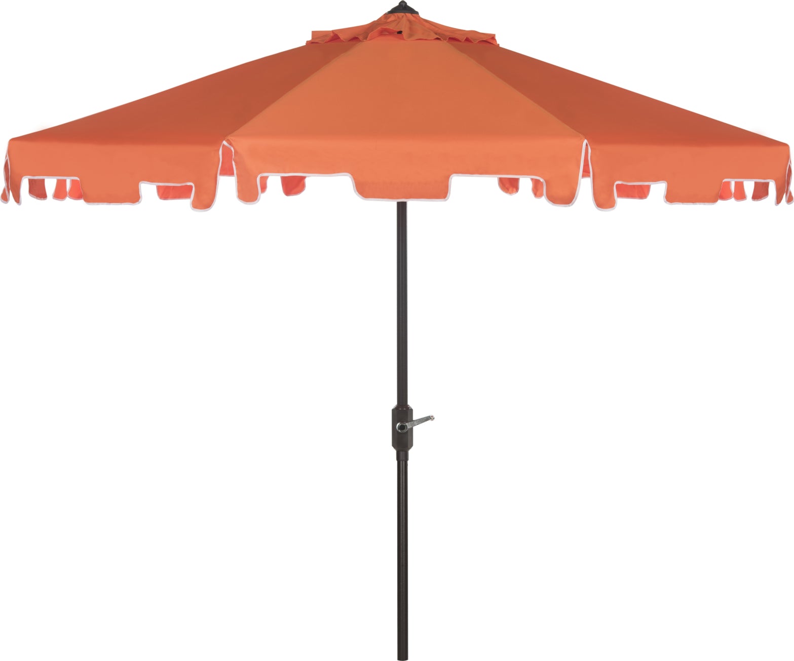 Safavieh Zimmerman 9 Ft Crank Market Push Button Tilt Umbrella With Flap UV Resistant Orange/White Furniture main image