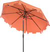 Safavieh Zimmerman 9 Ft Crank Market Push Button Tilt Umbrella With Flap UV Resistant Orange/White Furniture  Feature