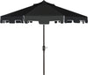 Safavieh Zimmerman 9 Ft Crank Market Push Button Tilt Umbrella With Flap UV Resistant Black/White Furniture main image