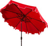 Safavieh Zimmerman 9 Ft Crank Market Push Button Tilt Umbrella With Flap UV Resistant Red/White Furniture 
