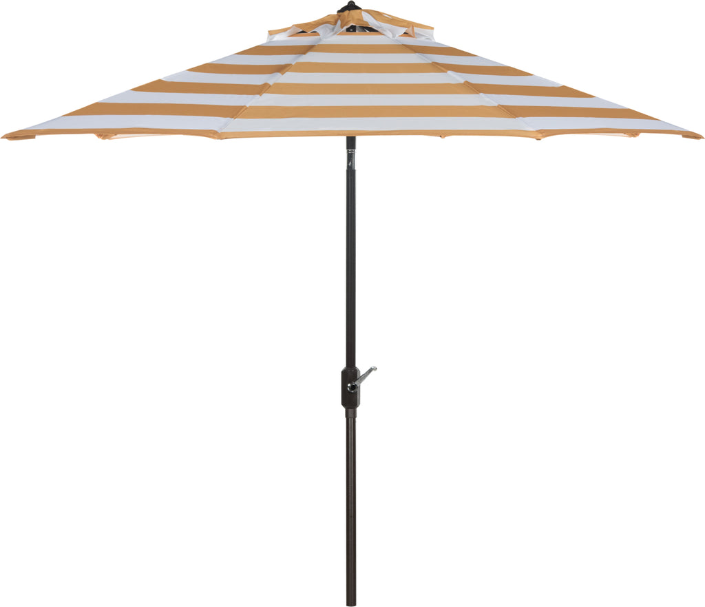Safavieh Iris Fashion Line 9ft Auto Tilt Umbrella UV Resistant Orange/White Furniture main image