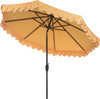 Safavieh Elegant Valance 9ft Auto Tilt Umbrella UV Resistant Yellow/White Furniture 