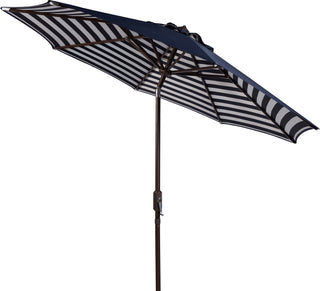 Safavieh Athens Inside Out Striped 9ft Crank Outdoor Auto Tilt Umbrella Navy/White Furniture 