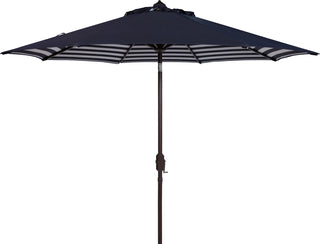 Safavieh Athens Inside Out Striped 9ft Crank Outdoor Auto Tilt Umbrella Navy/White Furniture main image