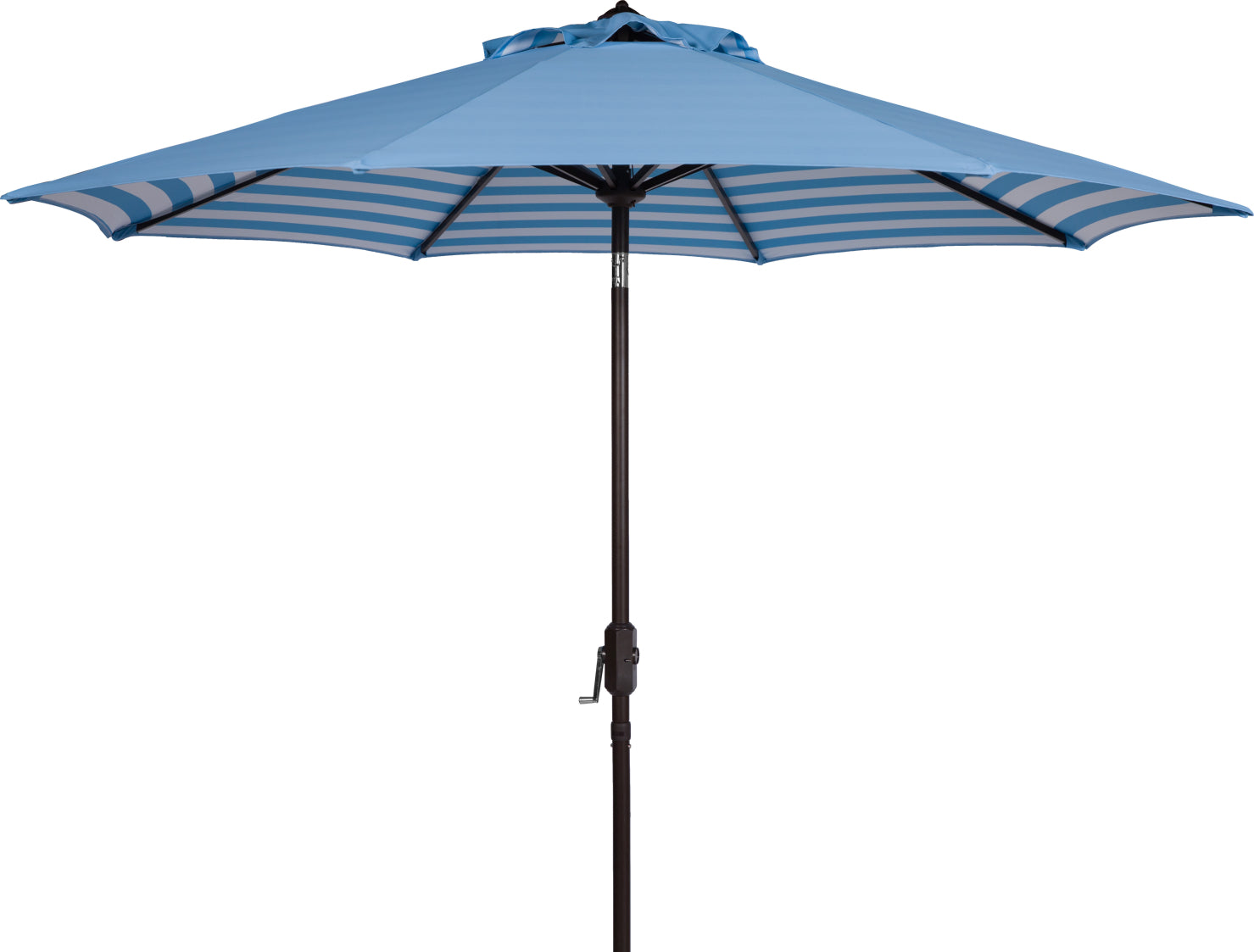 Safavieh Athens Inside Out Striped 9ft Crank Outdoor Auto Tilt Umbrella Blue/White Furniture main image