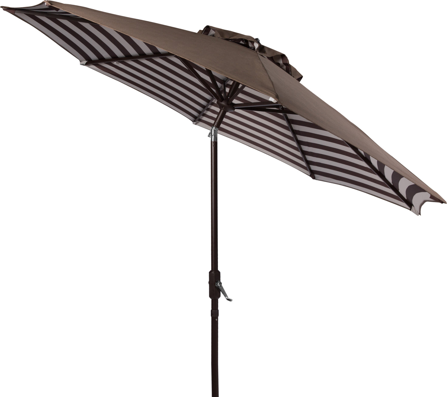 Safavieh Athens Inside Out Striped Crank Outdoor Auto Tilt Umbrella Brown/White Inside Out Striped 9ft Crank Outdoor Auto Tilt Umbrella Umbrellas