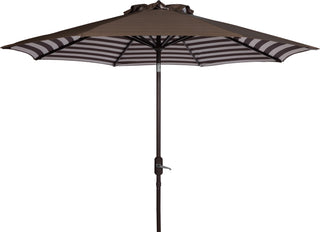 Safavieh Athens Inside Out Striped 9ft Crank Outdoor Auto Tilt Umbrella Brown/White Furniture main image